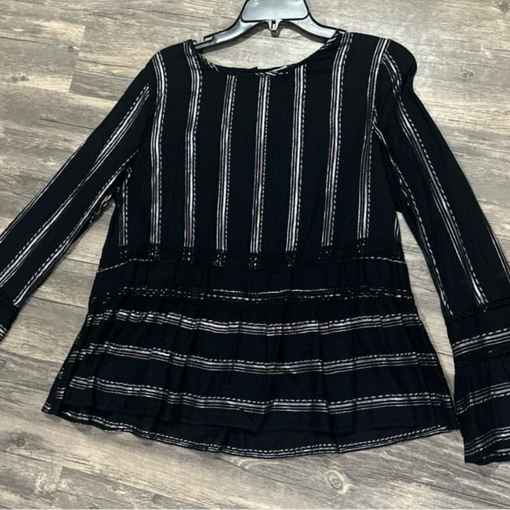 Crown & Ivy Black and White Striped Blouse
